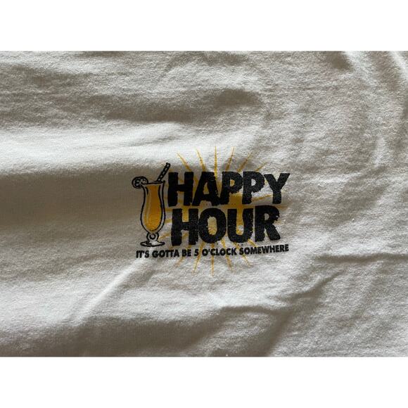 Top Sail Island Happy Hour Vacation T-Shirt Anvil White 2XL - Picture 4 of 6